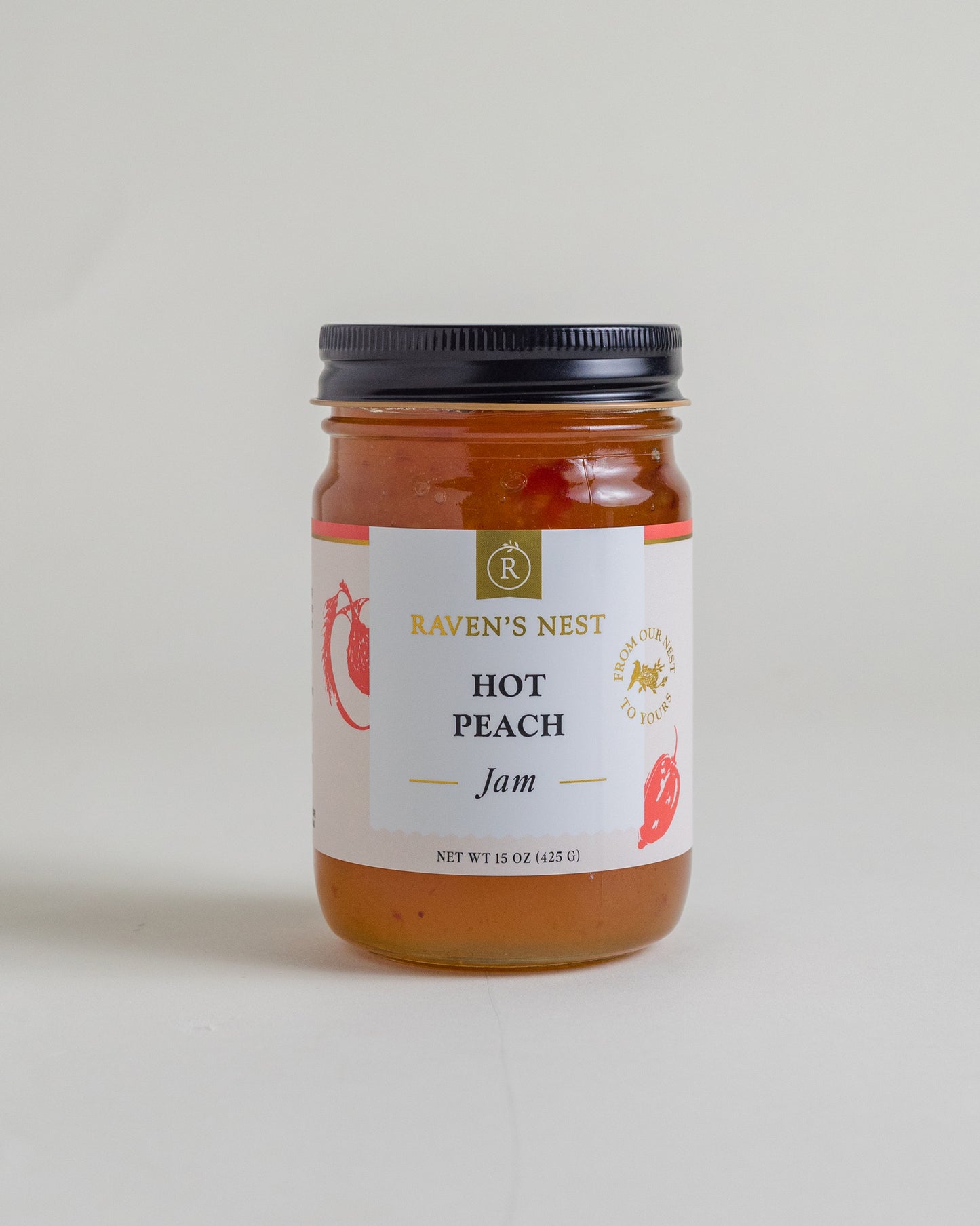Jar of Raven's Nest Hot Peach Jam