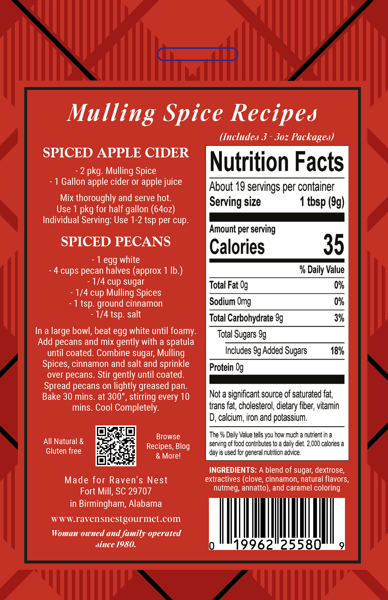 Mulling Spice Gourmet Cider Mix Gift Box Nutrition Facts