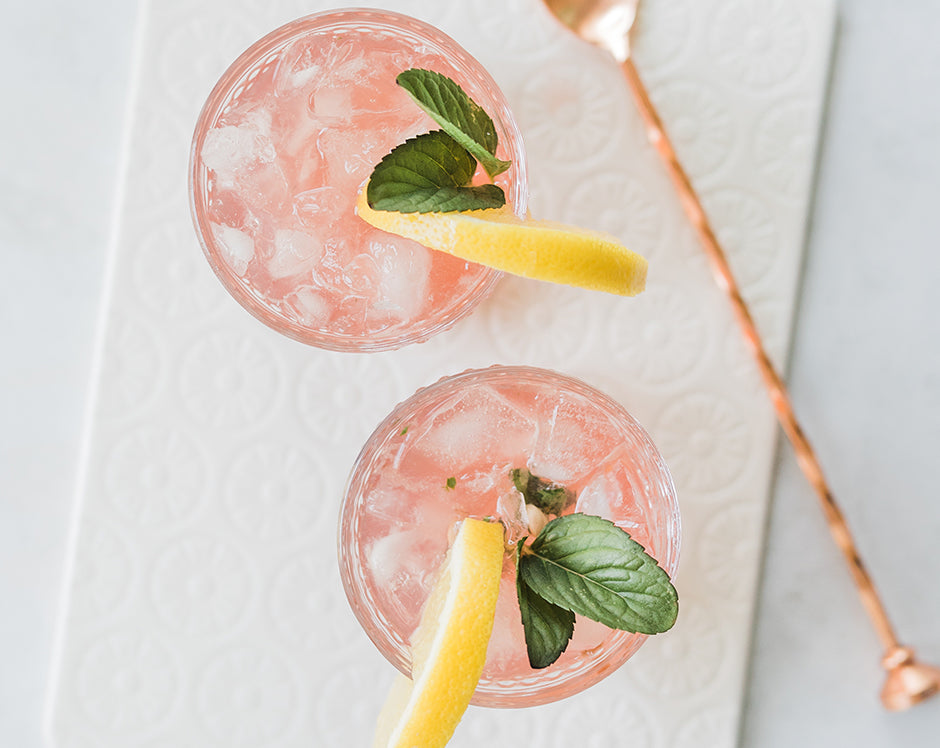 Spicy mint fusion cocktail recipe made with Raven's Nest blackberry jalapeno jam, ginger beer, and vodka, garnished with lemon slices and fresh mint