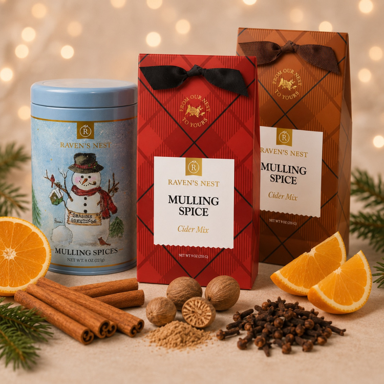 Ravens Nest Mulling Spice Keepsake Tins with Santa and Snowman Design 