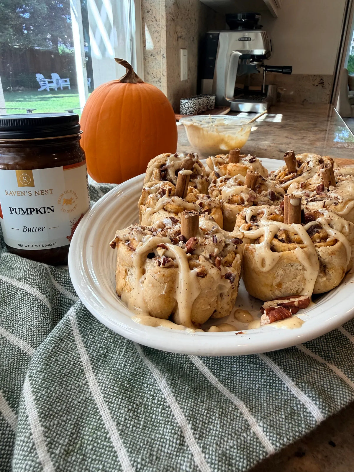 Brown Butter Pumpkin Maple Pecan Cinnamon Rolls