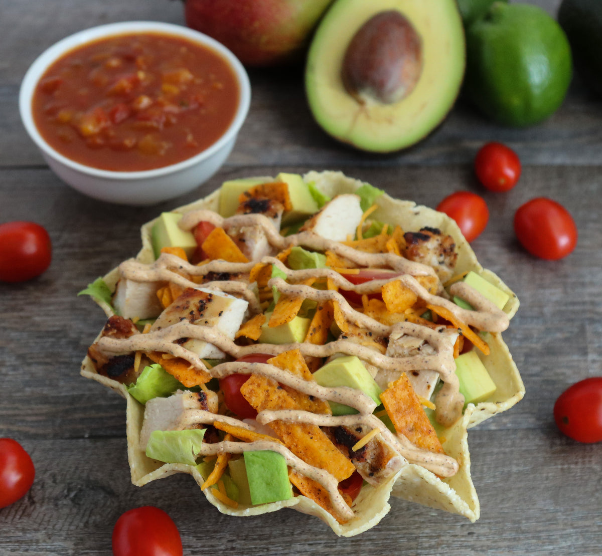 Grilled Chicken Taco Salad with Chili Grande Dressing