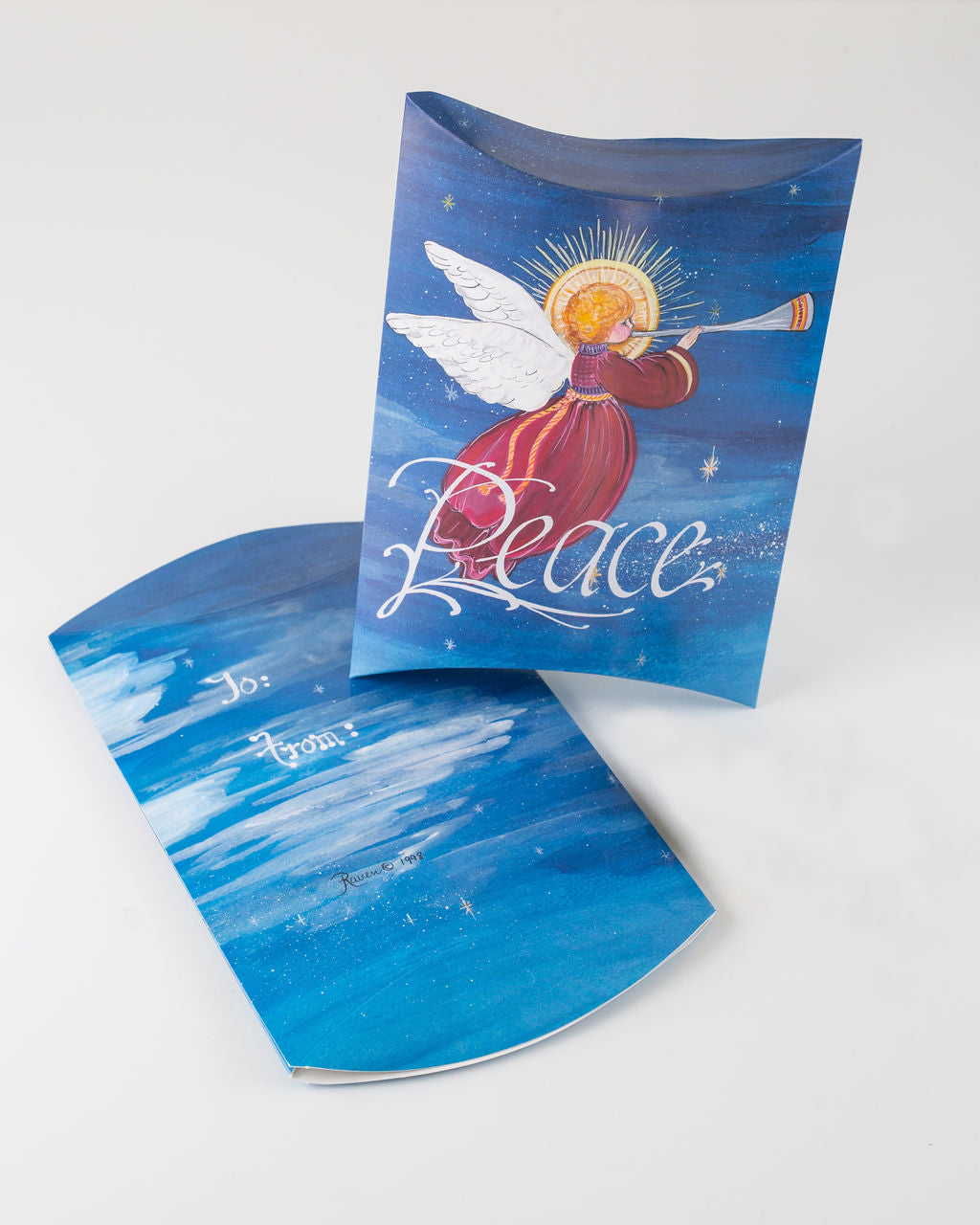 Card with angel design and 'Peace' text on a white background