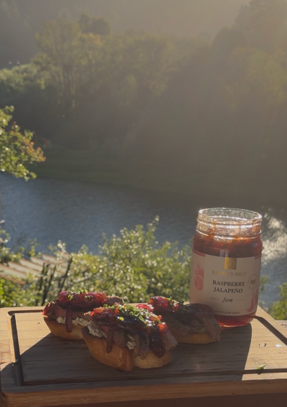Filet Mignon Crostini with Raspberry Jalapeño Jam