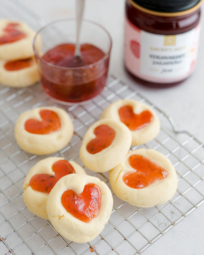 Strawberry Heart Thumbprint Cookies