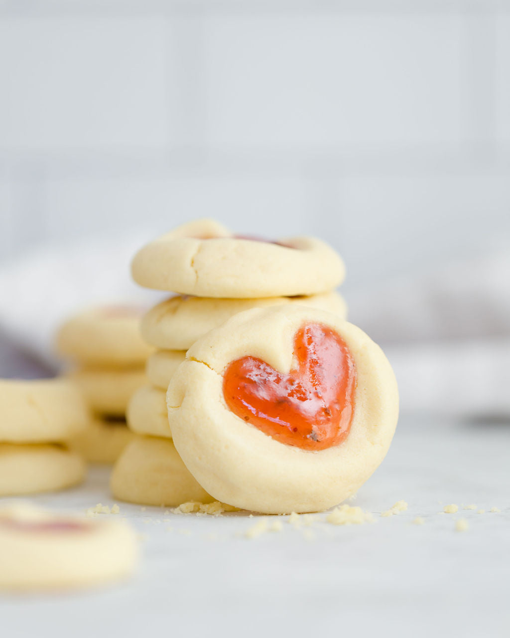 Strawberry Heart Thumbprint Cookies
