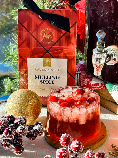 Spiced Cranberry Cider Batched Mocktail with Mulling Spice Gourmet Cider Mix with Seasonal Holiday Decor 