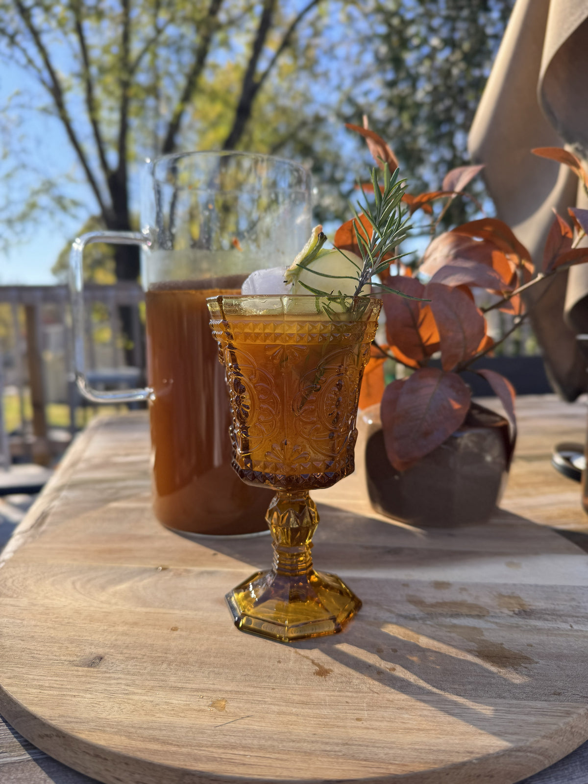 Serve festive Thanksgiving Sangria with Raven’s Nest Pumpkin Butter, Sauvignon Blanc, apple cider, peach brandy, maple syrup, and ginger beer.
