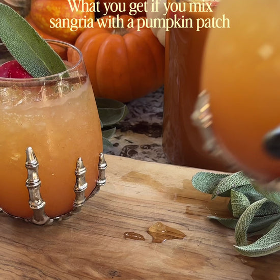 Make Pumpkin Patch Sangria with Raven’s Nest Pumpkin Butter, Pinot Grigio, spiced rum, and apple cider for an easy, festive fall cocktail.