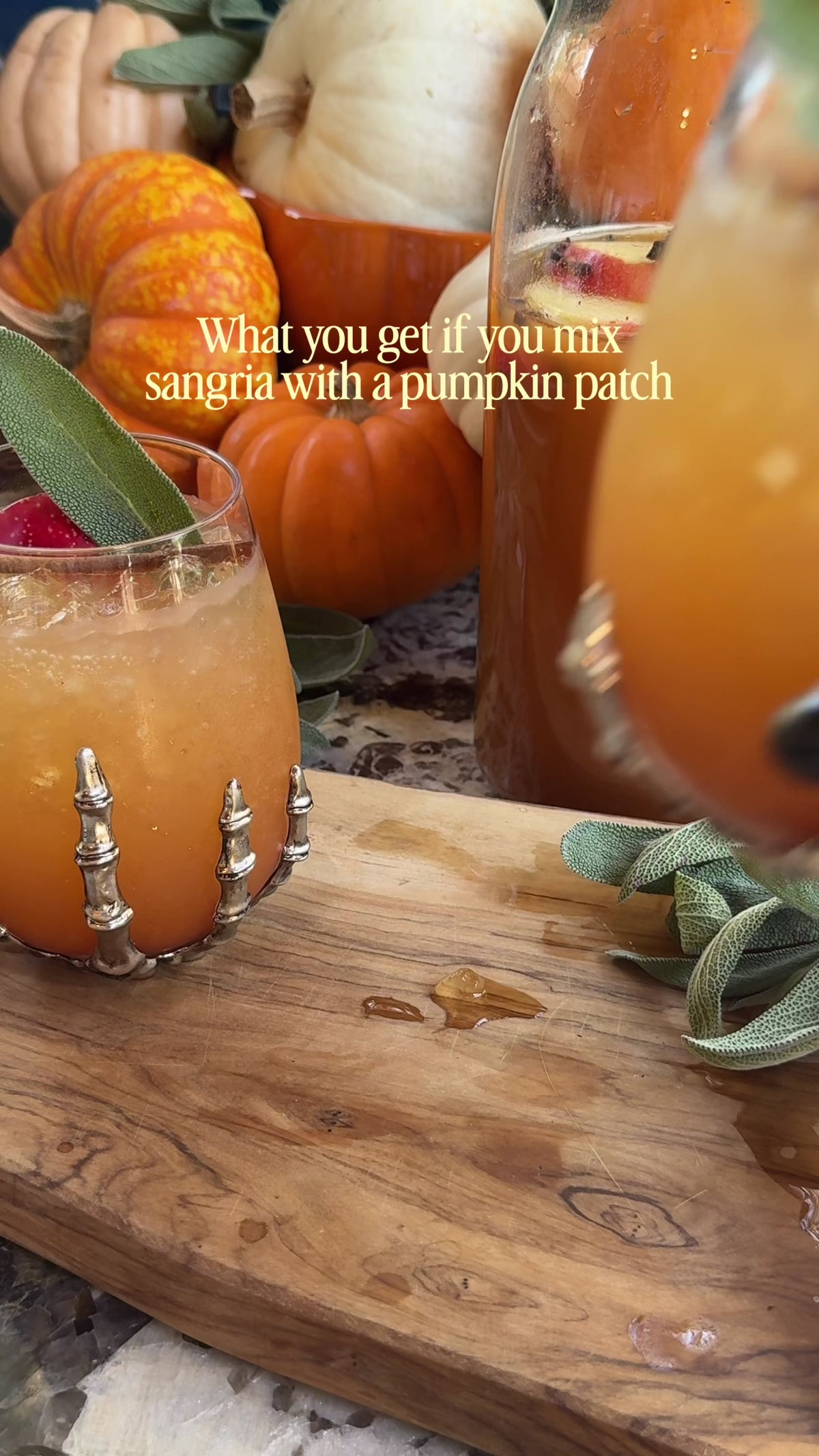 Make Pumpkin Patch Sangria with Raven’s Nest Pumpkin Butter, Pinot Grigio, spiced rum, and apple cider for an easy, festive fall cocktail.