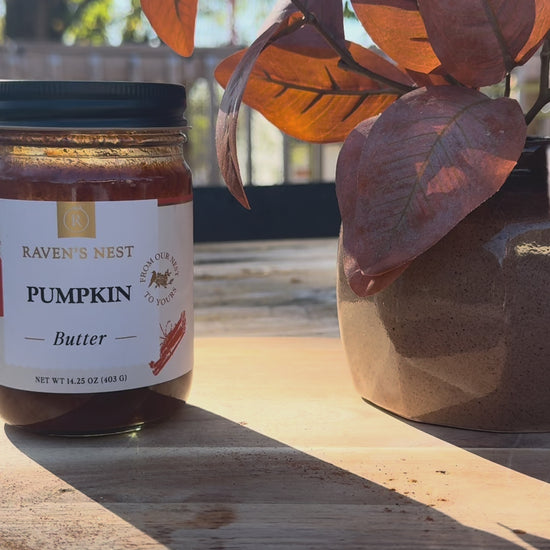 Make a festive Pumpkin Pie Margarita with Raven’s Nest Pumpkin Butter, reposado tequila, orange liqueur, apple cider, maple syrup, and a cinnamon sugar rim.