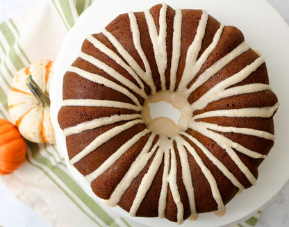 Pumpkin Butter Bunt Cake Topped with Icing Drizzle