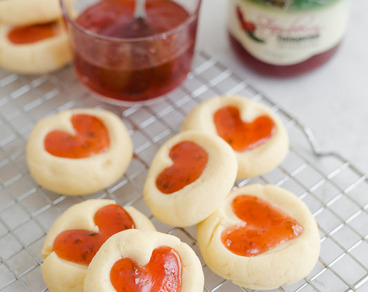 Strawberry Heart Thumbprint Cookies